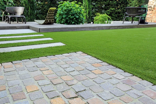 Landscaped garden with paving and planting